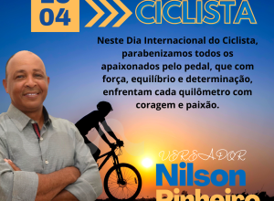 Post de Instagram para Dia do Ciclista laranja e azul
